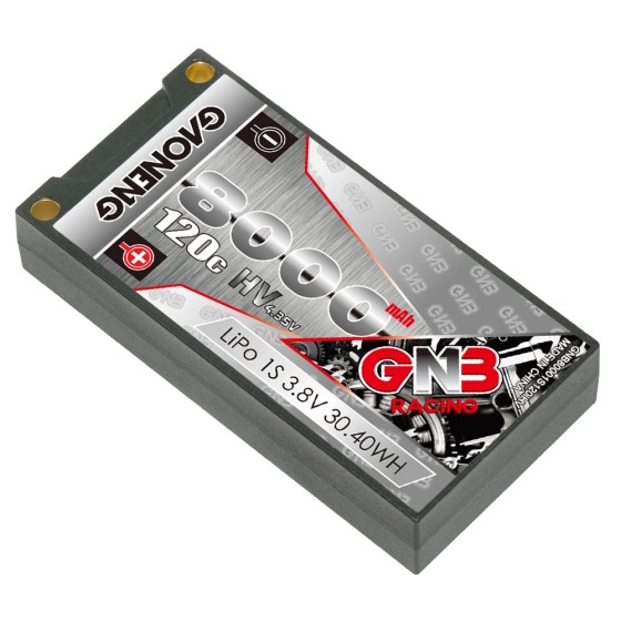 GNB GAONENG HV 8000MAH 1S 3.8V 120C 5mm Bullet See Through Hard Case RC LiPo Battery Racing Single Pack LiHV High Voltage